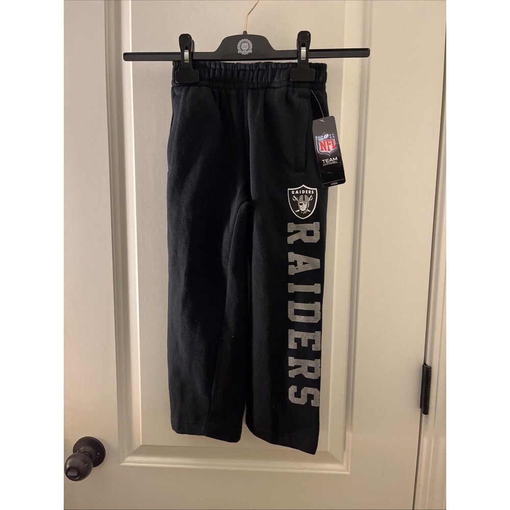 NFL Team Apparel Las Vegas Raiders Boys Sweatpants Pockets Size S (4) Black